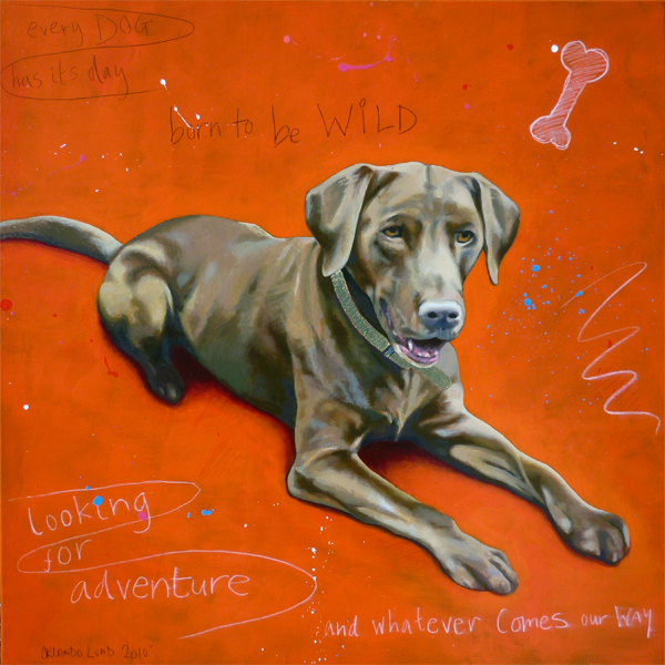 Born to be Wild - Brown Labrador painting by Orlando Lund