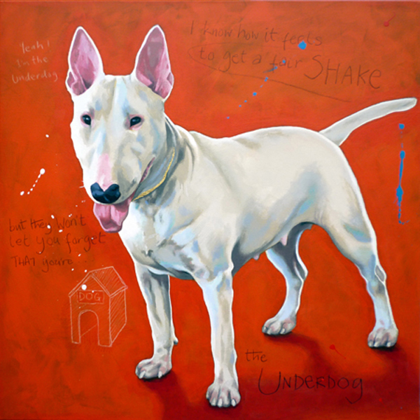 Underdog - English Bull Terrier painting by Orlando Lund